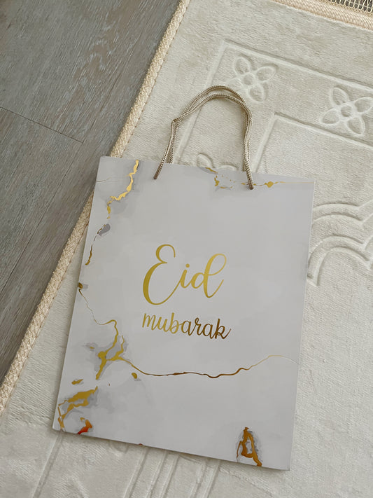 Geschenktüte „Eid Mubarak“ weiß gold